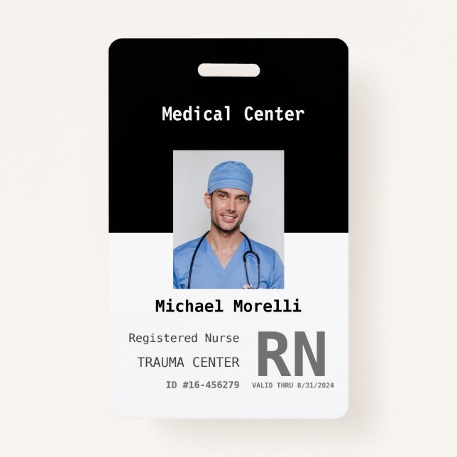Badge Insigne d'identité photo de l'employé de l'hôpital (Devant)