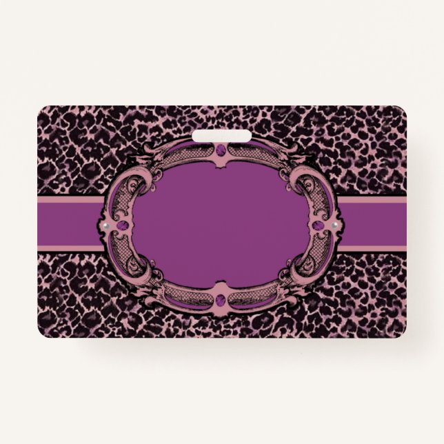 Badge Insigne d'impression de guépard rose et violet (Devant)