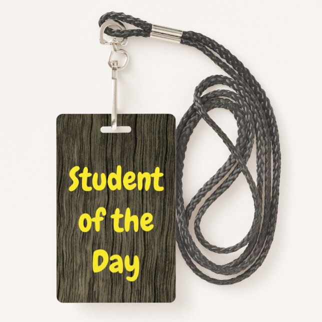 Badge Insigne "Étudiant du jour" inspiré par la nature (Devant avec lanière)