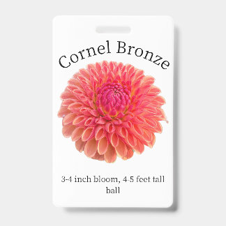 Badge Insigne ID Dahlia en bronze du noyau