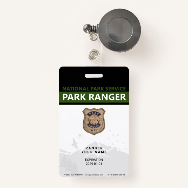 Badge Insigne Park Ranger (Front with Retractable)