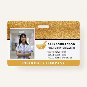 Badge Insigne photo de luxe Pharmacy Gold