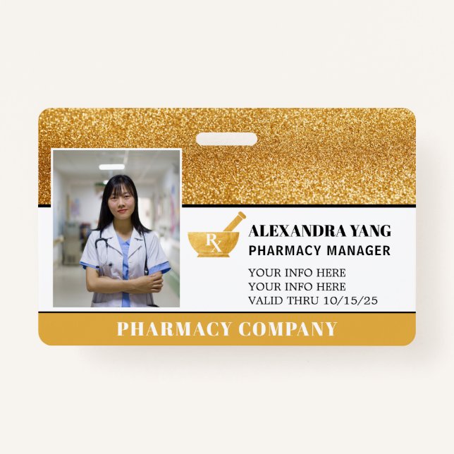 Badge Insigne photo de luxe Pharmacy Gold (Devant)