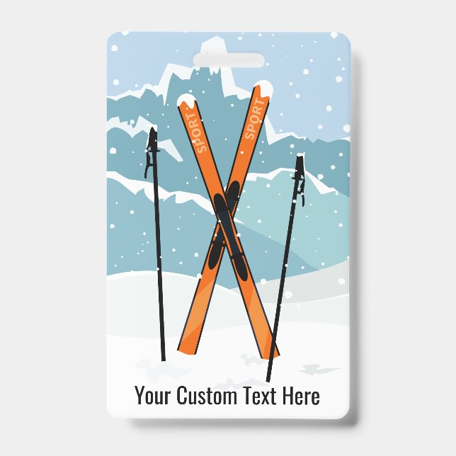 Badge Insignes faits sur commande de ski des textes (Front)
