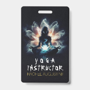 Badge Instructrice de yoga en position de méditation ent