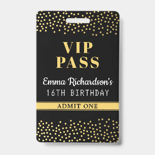 Badge Invitation d'anniversaire VIP Pass