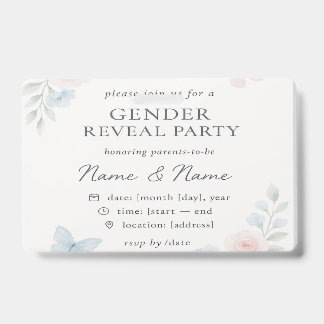 Badge Invitation de Révélation du Sexe Florale Minimalis