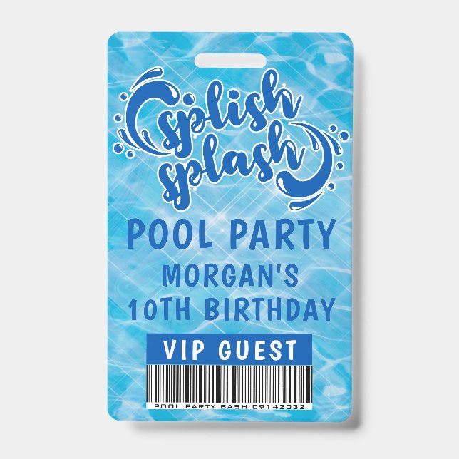 Badge Invitation VIP de la partie de la piscine de squas (Front)