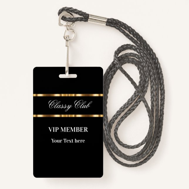 Badge Invité chic de club de membre de VIP (Devant avec lanière)