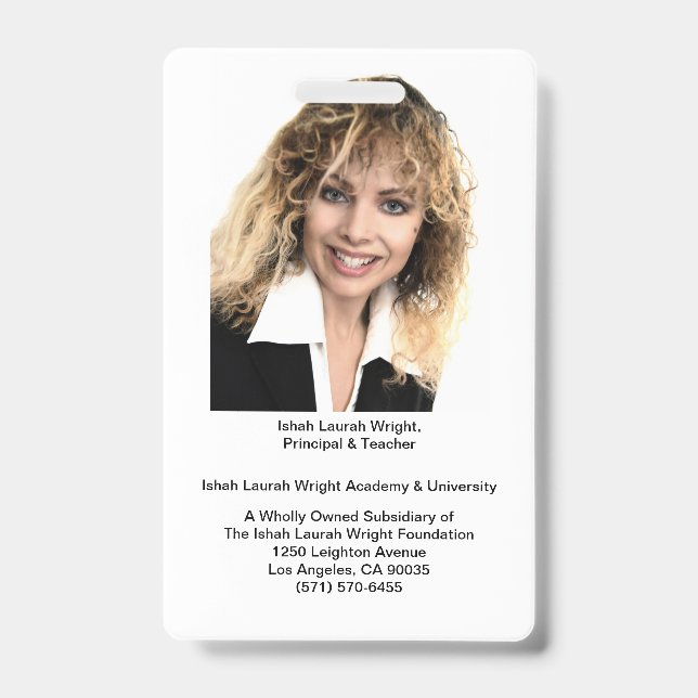 Badge Ishah Laurah Wright Academy Et Insigne Universitai (Avant)