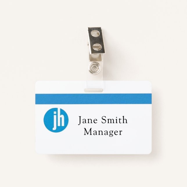 Badge Jackson Hewitt Blue Monogram (Devant avec clip)