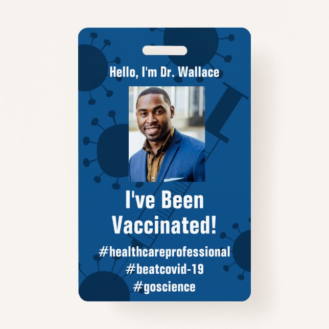 Badge J'ai été vacciné contre le Covid-19, Deep Blue (Devant)