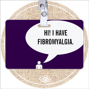 Badge J'AI FIBROMYALGIA — bulle de discours