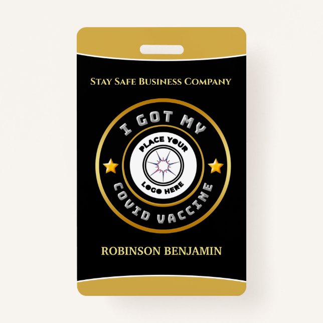 Badge J'Ai Mon Logo Professionnel Vaccin Convid Personna (Devant)