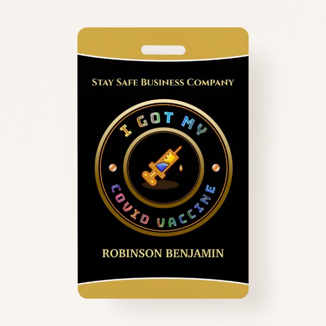 Badge J'Ai Obtenu Mon Insigne De Logo Du Vaccin Convid B (Devant)