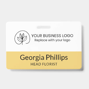 Badge Jaune clair et blanc avec votre logo d'entreprise