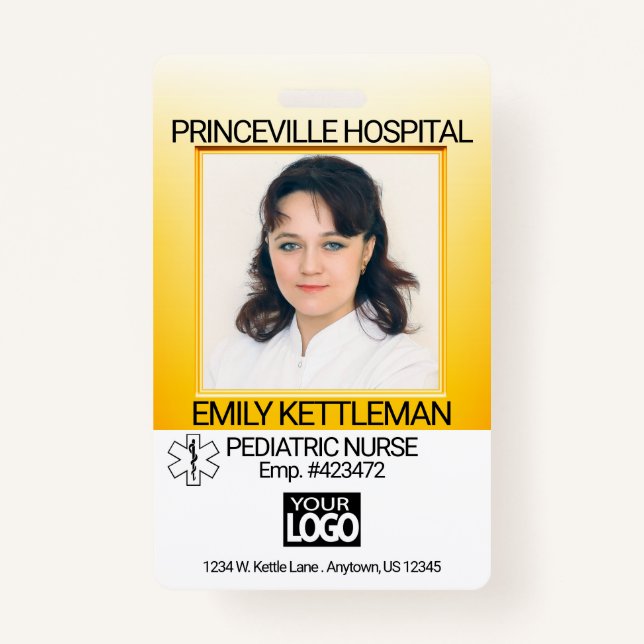 Badge Jaune - Photo Médicale - Infirmière (Devant)