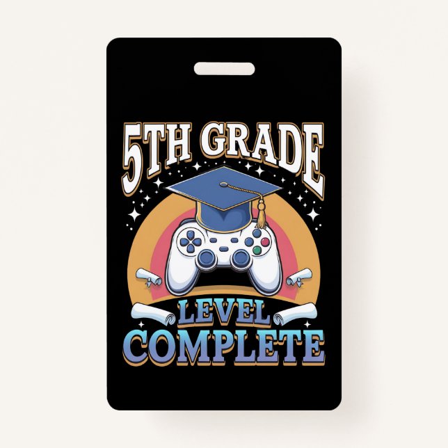 Badge Jeu de niveau 5e année de fin d'études Gamer (Devant)