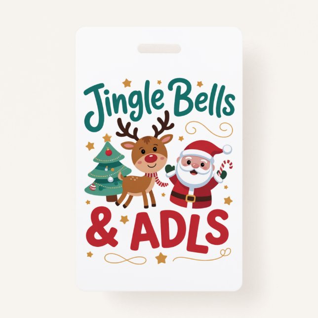 Badge Jingle Bells ADLS ergothérapie OT Reindeer (Devant)