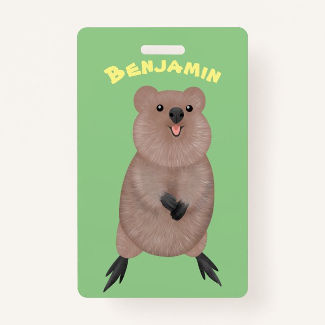 Badge Joli sourire mignon dessin animé quokka (Devant)