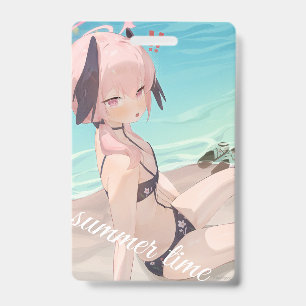 Badge Jolie fille d'anime profitant de l'été sur la plag