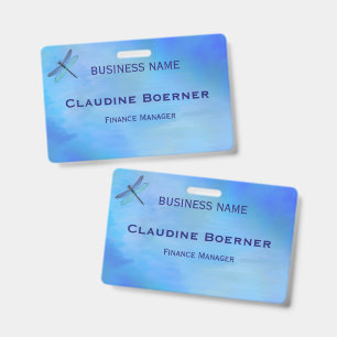 Badge Jolie Libellule Bleue Entrepreneuse Artiste Artisa