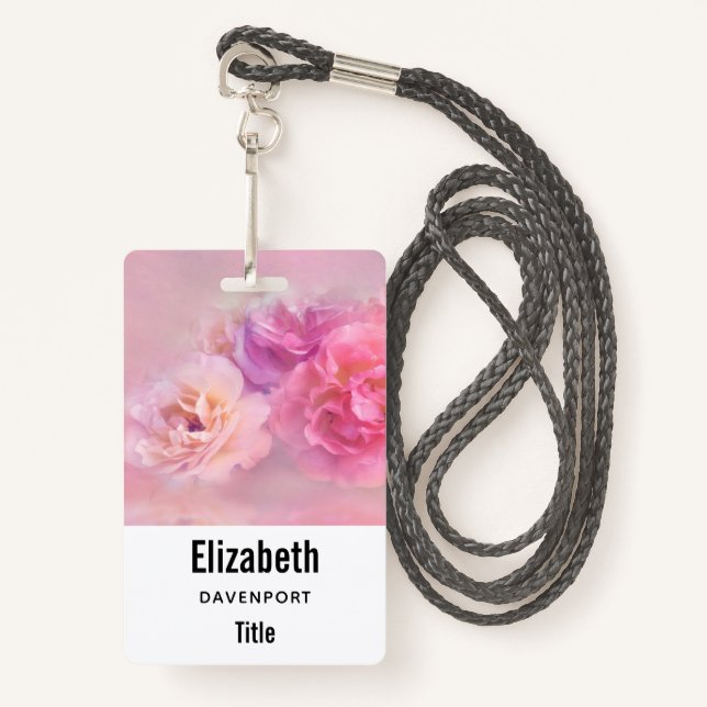 Badge Jolie oeillette rose Stylo Photographie (Devant avec lanière)