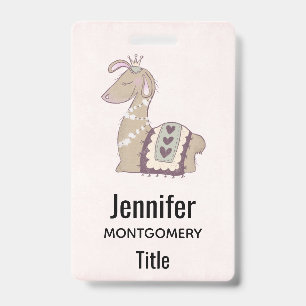 Badge Jolie princesse lama portant une couronne