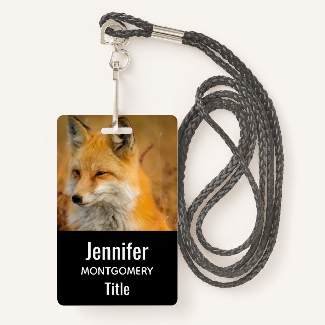 Badge Jote Red Fox Wilderness Nature Photographie (Devant avec lanière)