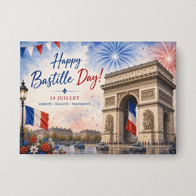 Badge jour de la Bastille Arc de triomphe Paris France f (Recto)