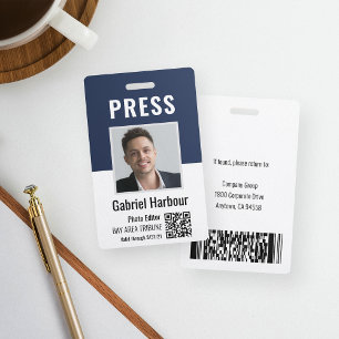 Badge Journaliste ou reporter Photo QR Code Passe ID