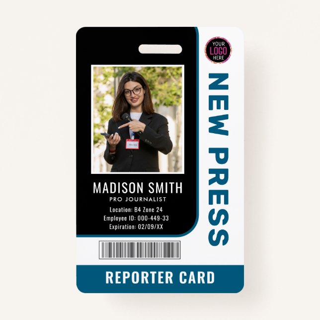 Badge Journaliste Passe Photo ID (Devant)