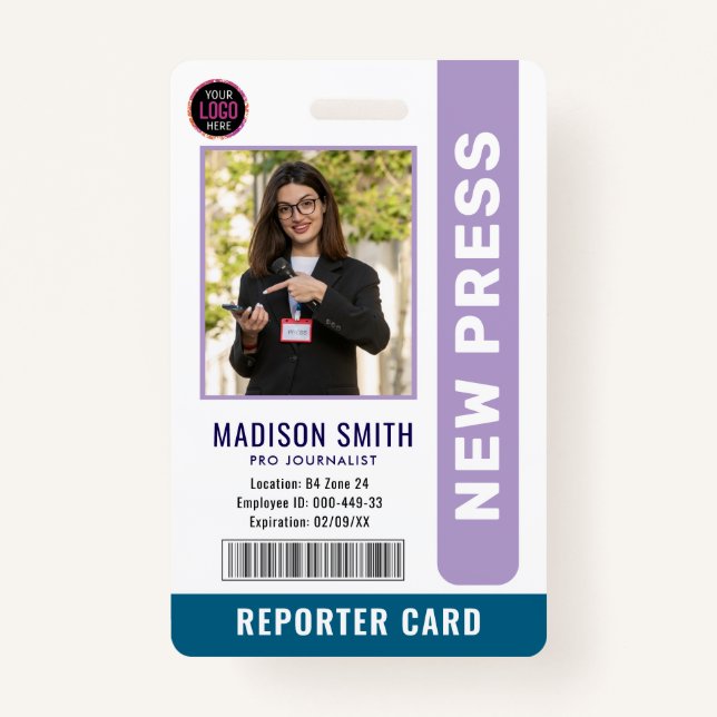 Badge Journaliste Passe Photo ID (Devant)