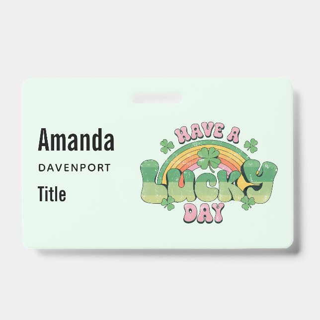 Badge Journée chanceuse Rétro Typographie (Avant)