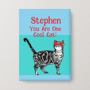 Badge Joyeux anniversaire Vous Cool Tabby Chat Mens Mari