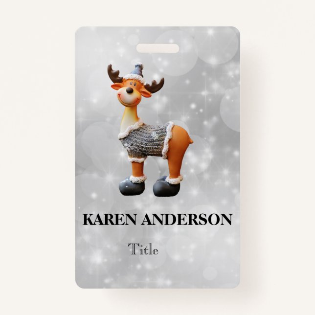 Badge Joyeux Christmoose portant un casquette (Devant)