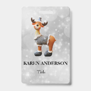 Badge Joyeux Christmoose portant un chapeau  