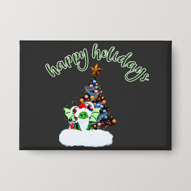 Badge Joyeux et Noël magique avec un Twist Dragon (Recto)