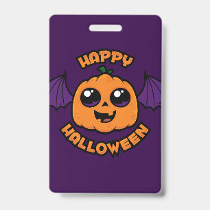 Badge Joyeux Halloween Citrouille Mignonne Kawaii Effray