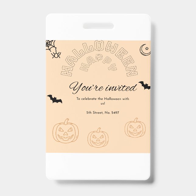 Badge Joyeux Halloween orange et mignon (Front)