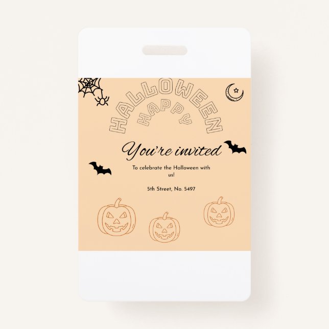 Badge Joyeux Halloween orange et mignon (Devant)