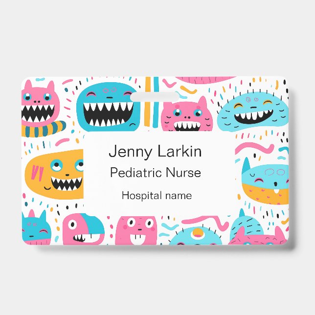 Badge Joyeux visage de chat et de monstre (Avant)