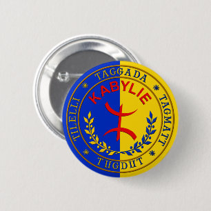 Badge Kabylie Free & Secular. 2 Inch Round Button