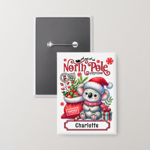 Badge Koala de Noël personnalisé avec nom