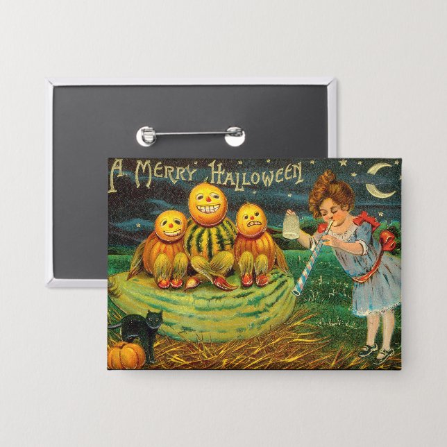 Badge La brasse de la jeune sorcière : Hommes Citrouille (Recto/Verso)