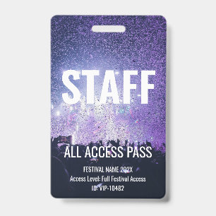 Badge Laissez-passer du personnel Blanc Festival de musi
