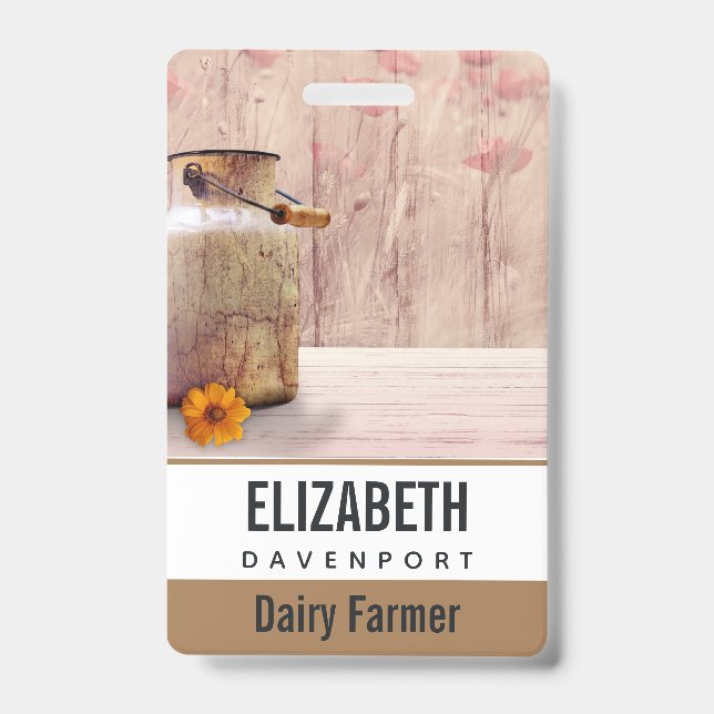 Badge Lait rustique peut style rustique sur bois (Front)