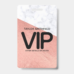 Badge lanyard VIP tendance en marbre rose gold per