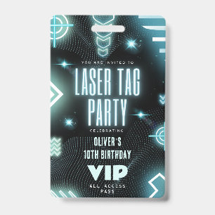 Badge Laser tag invitation de fête d'anniversaire VIP