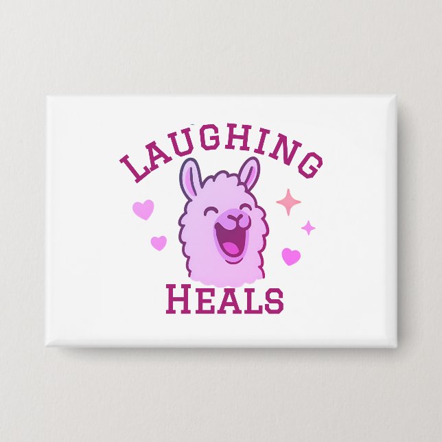 Badge Laughing Heals Cute Llama (Recto)